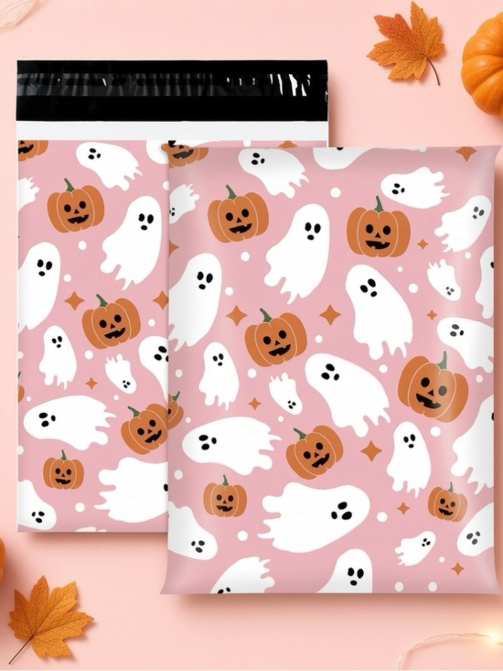(10) 10x13 Fall Halloween Pumpkin and Ghosts Poly Mailers